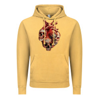 Vintage Mustard Heart Skulls Vintage Hoodie - RanaPortraitStore