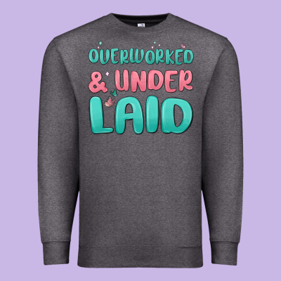 Overworked Underlaid Premium Sweatshirt Designed By Maliassmallbusiness