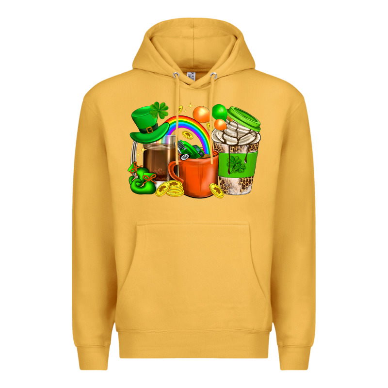 St. Patricks Day Coffee Cups Premium Hoodie by BundleAndBundleShop | Teevron