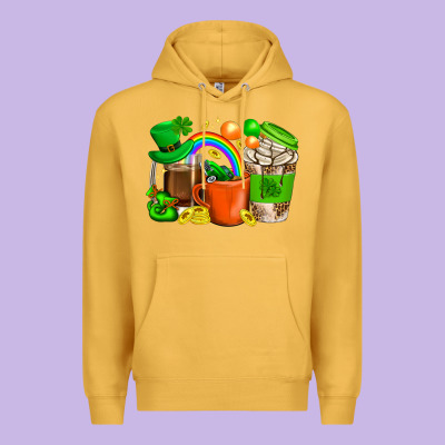 St. Patricks Day Coffee Cups Premium Hoodie Designed By Bundleandbundleshop