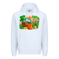 White St. Patricks Day Coffee Cups Premium Hoodie - BundleAndBundleShop