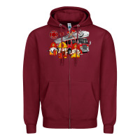 Burgundy fire truck gnomes Zipper Hoodie - Artiststas