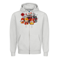 Dove Grey fire truck gnomes Zipper Hoodie - Artiststas