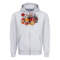 Heather Grey fire truck gnomes Zipper Hoodie - Artiststas