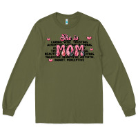 Army Green she is mom compliment words Long Sleeve Tee - JahusDesignShop