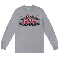 Heather Grey she is mom compliment words Long Sleeve Tee - JahusDesignShop