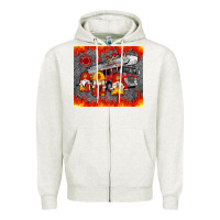 Oatmeal Heather fire truck gnomes Zipper Hoodie - Artiststas