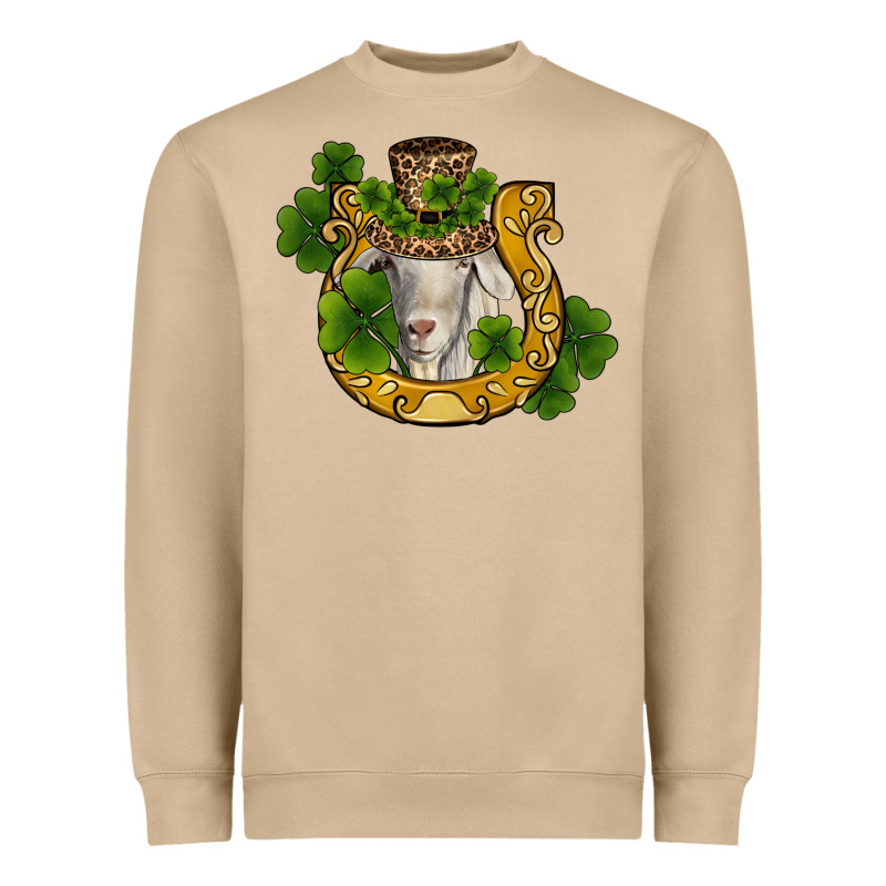 St Patricks Day Goat Horseshoe Shamrock Heavyweight Sweatshirt by RanaPortraitStore | Teevron