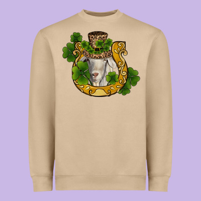 St Patricks Day Goat Horseshoe Shamrock Heavyweight Sweatshirt Designed By Ranaportraitstore