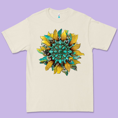 Sunflower With Gemstone And Cowhide Premium Tee Designed By Artiststas