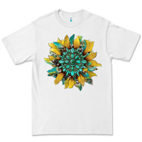 White sunflower with gemstone and cowhide Premium Tee - Artiststas
