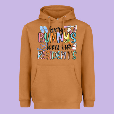 Every Bunny Loves Our Residents Heavyweight Hoodie Designed By Maliassmallbusiness