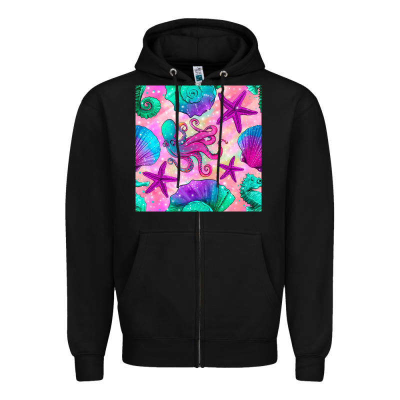 Summer Beach Seamless Pattern Zipper Hoodie by BundleAndBundleShop | Teevron