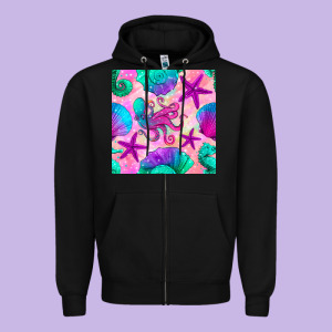 Summer Beach Seamless Pattern Zipper Hoodie Designed By Bundleandbundleshop