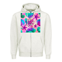 Oatmeal Heather summer beach seamless pattern Zipper Hoodie - BundleAndBundleShop
