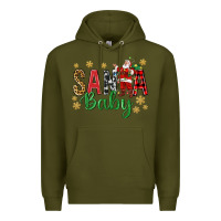 Army Green Santa Baby With Santa Premium Hoodie - BundleAndBundleShop