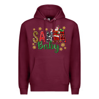 Burgundy Santa Baby With Santa Premium Hoodie - BundleAndBundleShop
