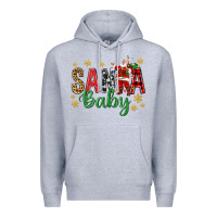 Heather Grey Santa Baby With Santa Premium Hoodie - BundleAndBundleShop