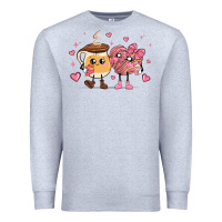 Heather Grey valentines  day conchas and cafecito Premium Sweatshirt - MaliasSmallBusiness