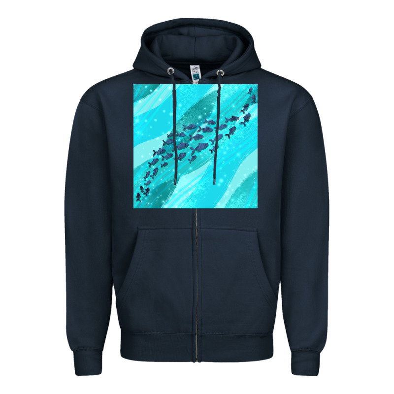 Fish And Sea Seamless Pattern Zipper Hoodie by BundleAndBundleShop | Teevron
