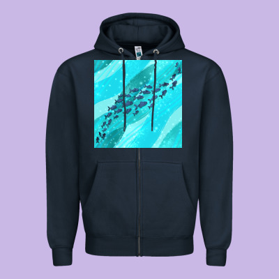 Fish And Sea Seamless Pattern Zipper Hoodie Designed By Bundleandbundleshop
