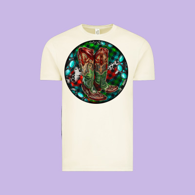 Christmas Cowboy Boots Vintage Tee Designed By Ranaportraitstore