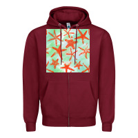 Burgundy starfish seamless pattern Zipper Hoodie - BundleAndBundleShop