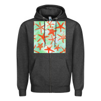 Charcoal Heather starfish seamless pattern Zipper Hoodie - BundleAndBundleShop