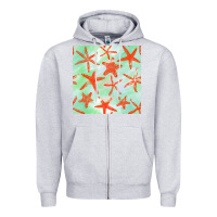 Heather Grey starfish seamless pattern Zipper Hoodie - BundleAndBundleShop
