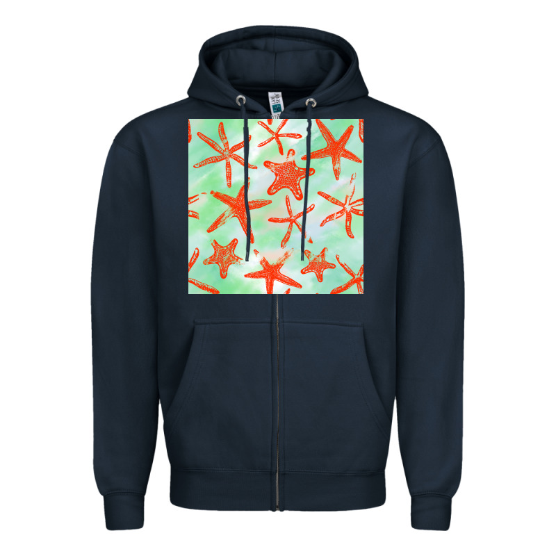 Starfish Seamless Pattern Zipper Hoodie by BundleAndBundleShop | Teevron