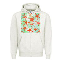 Oatmeal Heather starfish seamless pattern Zipper Hoodie - BundleAndBundleShop
