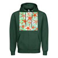 Sports Green starfish seamless pattern Zipper Hoodie - BundleAndBundleShop