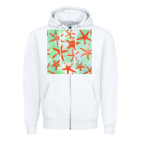 White starfish seamless pattern Zipper Hoodie - BundleAndBundleShop