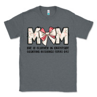 Charcoal Heather mom she is clothed in gratitude counting blessings Classic Tee - JahusDesignShop