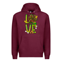 Burgundy Tie dye St. Patrick's Day love dog paw Premium Hoodie - BundleAndBundleShop