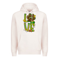 Pale Pink Tie dye St. Patrick's Day love dog paw Premium Hoodie - BundleAndBundleShop