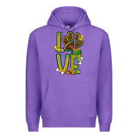 Purple Tie dye St. Patrick's Day love dog paw Premium Hoodie - BundleAndBundleShop