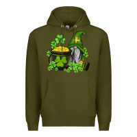 Army Green st patricks gnome and pot of gold Premium Hoodie - AdoDesignShop