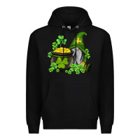Black st patricks gnome and pot of gold Premium Hoodie - AdoDesignShop