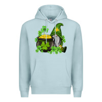 Blue Mist st patricks gnome and pot of gold Premium Hoodie - AdoDesignShop