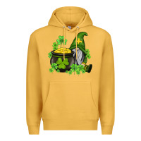 Mustard st patricks gnome and pot of gold Premium Hoodie - AdoDesignShop