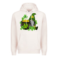 Pale Pink st patricks gnome and pot of gold Premium Hoodie - AdoDesignShop