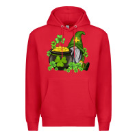 Red st patricks gnome and pot of gold Premium Hoodie - AdoDesignShop