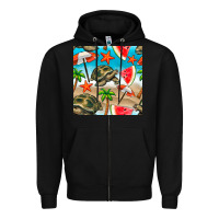 Black tortoise watermelon beach seamless pattern Zipper Hoodie - BundleAndBundleShop