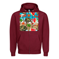Burgundy tortoise watermelon beach seamless pattern Zipper Hoodie - BundleAndBundleShop