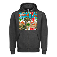 Charcoal Heather tortoise watermelon beach seamless pattern Zipper Hoodie - BundleAndBundleShop