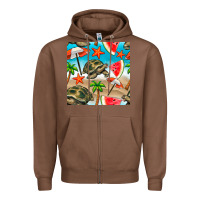 Chestnut tortoise watermelon beach seamless pattern Zipper Hoodie - BundleAndBundleShop