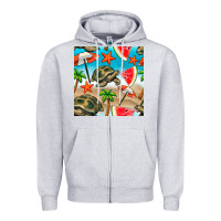 Heather Grey tortoise watermelon beach seamless pattern Zipper Hoodie - BundleAndBundleShop