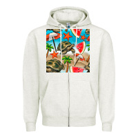 Oatmeal Heather tortoise watermelon beach seamless pattern Zipper Hoodie - BundleAndBundleShop