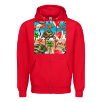 Red tortoise watermelon beach seamless pattern Zipper Hoodie - BundleAndBundleShop
